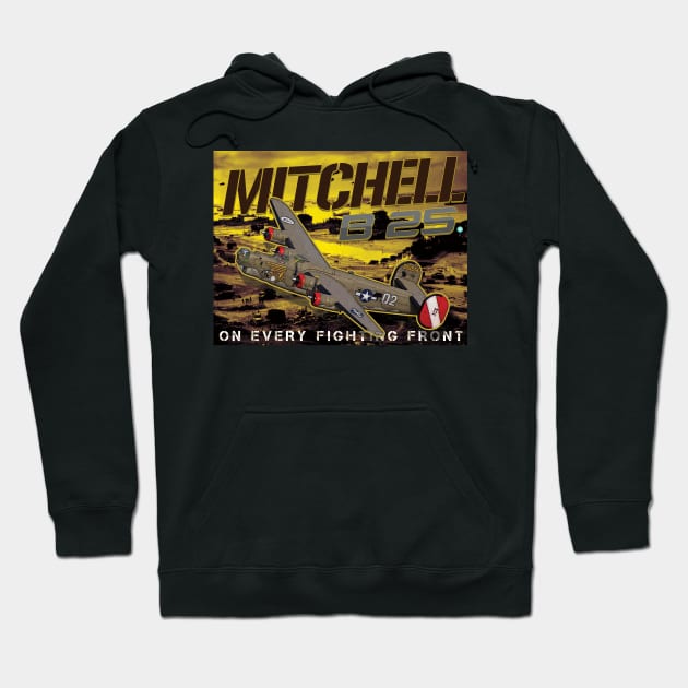B25 Mitchel WW2 Bomber Gifts Hoodie by woormle